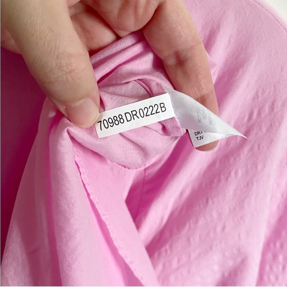 Gianni Bini Shelley dress pink v neck wrap long sleeve tiered tie - Picture 9 of 10